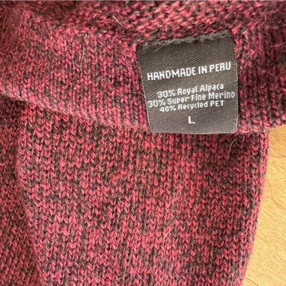Paka The Cusco Alpaca Wool Sweater Burgundy Red Size Large Handmade in Peru - Picture 6 of 12